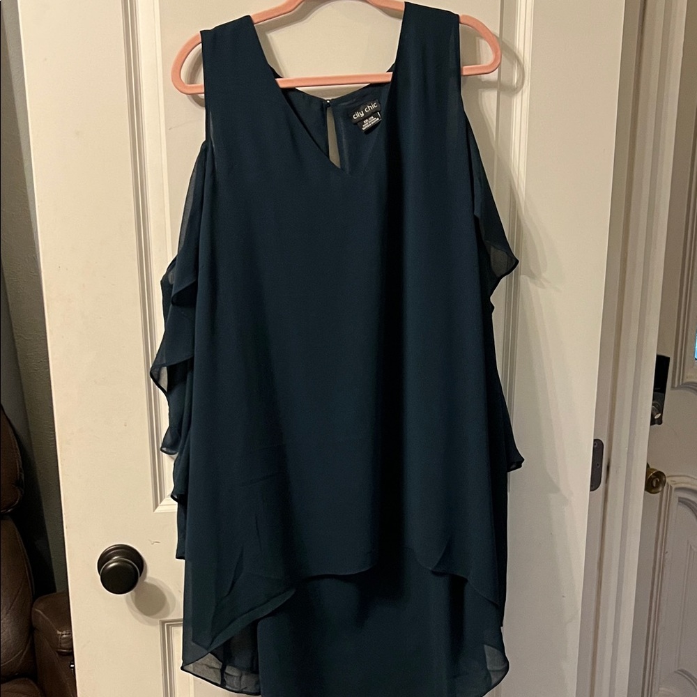 City Chic Dark Green High Low Blouse
